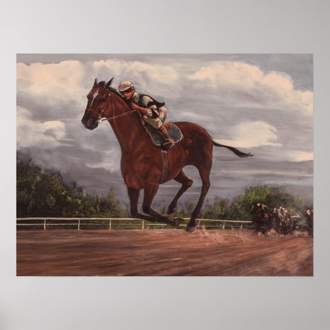 Tävlan Winner- Thoroughborn Horse Painting Poster (Framsidan)