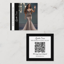 Tävlande Calling Card QR-kod Sash Företagskort Fyrkantigt Visitkort