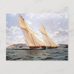 Tävlayachter och steamships vykort