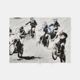 "Tävling är på" Motocross Dirt-Bike Racers Fleecefilt