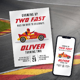 Tävling-bil 2: a födelsedag Party Inbjudningar