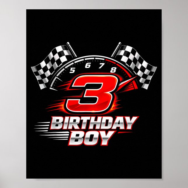 Tävling bil 3 födelsedagsfest racing 3:e födelseda poster (Framsidan)
