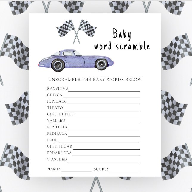Tävling bil - Baby Ordkrypterispel (Skapare uppladdad)