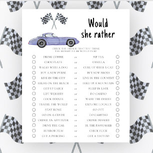 Tävling bil baby shower Kommer hon hellre spela sp