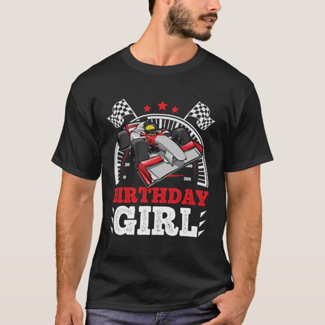 Tävling Bil Flicka Födelsedag Flicka Racing Bil Fö T Shirt (Framsida)