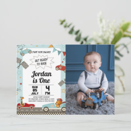 Tävling bil Födelsedagsfest inbjudan med foto