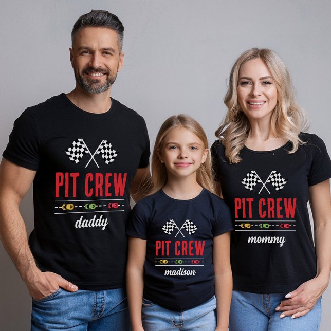 Tävling-bil matchande Pit Crew-pappa T Shirt (Skapare uppladdad)