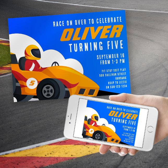 Tävling bil oavsett ålder, Födelsedagsfest Inbjudningar (Skapare uppladdad)