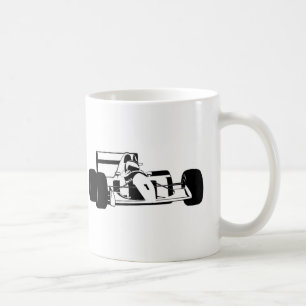 Tävling bil Silhouette svart och vit Kaffemugg