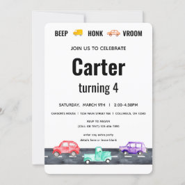 Tävling bil två Fast Vintage Boy Transport Inbjudningar