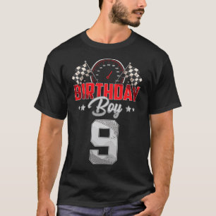 Tävling-bilarna 9:e födelsedag Party-Tävlan 9 år g T Shirt