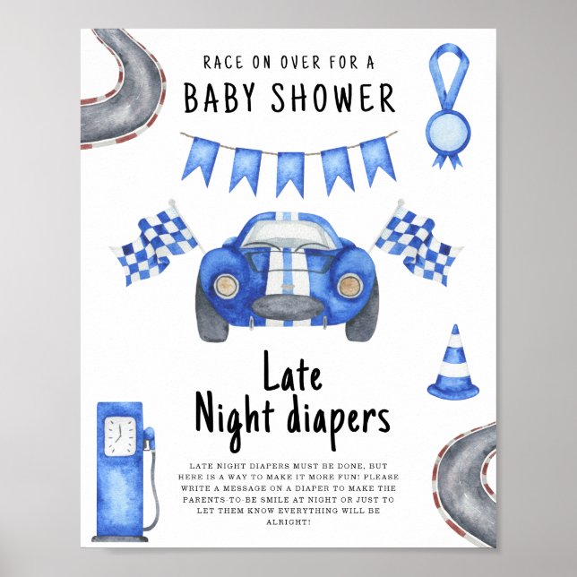 Tävling-bilbarnskabb Sent Nattblöjor Poster (Framsidan)