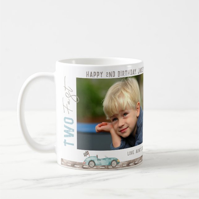Tävling-bilen "TWO Fast" Birthday Gift Mugg (Vänster)