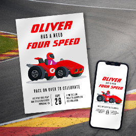 Tävling-bilens behov av snabbhet 4e födelsedagen P Inbjudningar