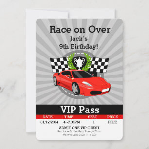 Tävling-bilens VIP-pass-födelsedagsinbjudan! Inbjudningar