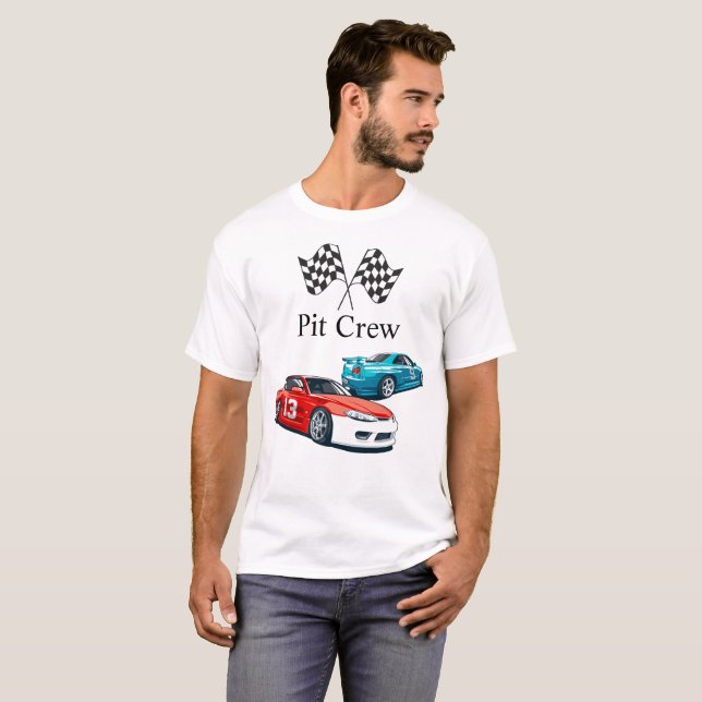 Tävling-bilsdag, Pit Crew T Shirt (Hel framsida)