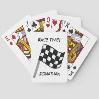 Tävling Black White Checkated Flagga Personlig Nam Casinokort