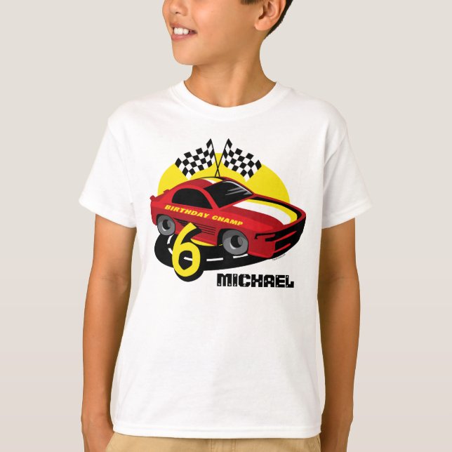 Tävling Car 6e Birthday Shirt Tee (Framsida)
