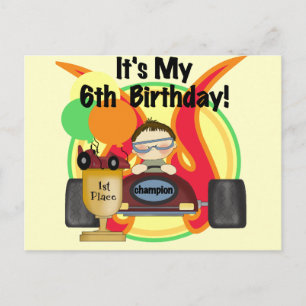 Tävling Car 6e Birthday Tshirts and Gifts Vykort