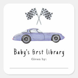 Tävling car - Baby första bibliotek Fyrkantigt Klistermärke