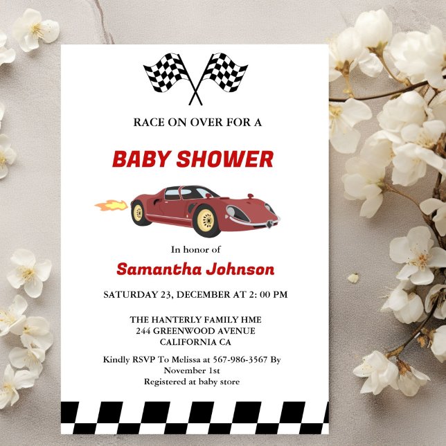 Tävling Car Boy Baby Shower Inbjudningar (Skapare uppladdad)