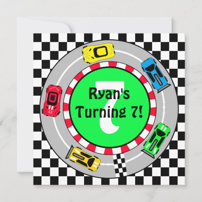 Tävling Car Boy's födelsedagsinbjudan Inbjudningar (Framsida)