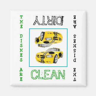 Tävling Car Clean Dirty Dishwasher Magnet