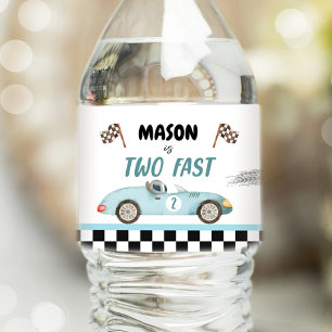 Tävling Car Fuel Vintage Tävla Blue Boy Birthday Vattenflaskor Etikett