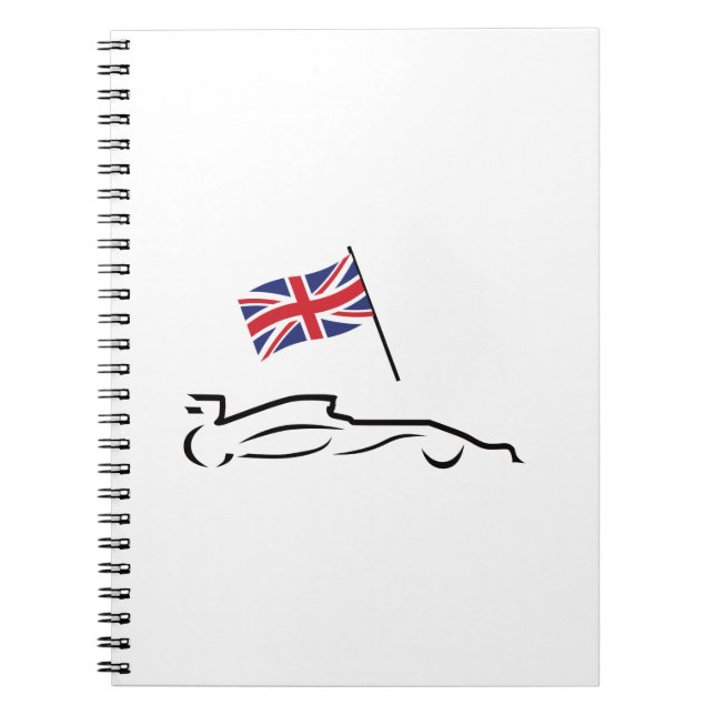 Tävling Car Line Teckning med British Flagga Anteckningsbok (Framsidan)