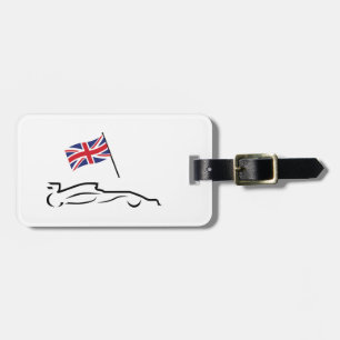 Tävling Car Line Teckning med British Flagga Bagagebricka