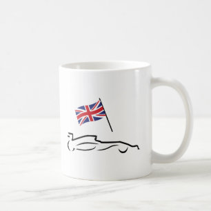 Tävling Car Line Teckning med British Flagga Kaffemugg