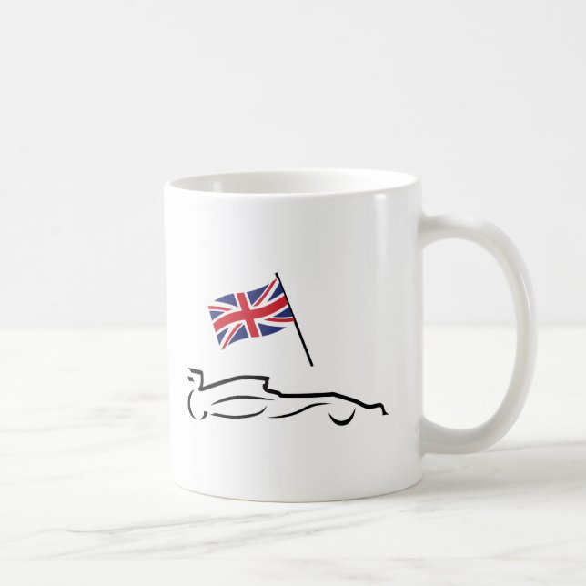 Tävling Car Line Teckning med British Flagga Kaffemugg (Höger)