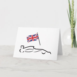 Tävling Car Line Teckning med British Flagga Kort
