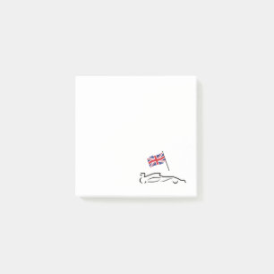 Tävling Car Line Teckning med British Flagga Post-it Block