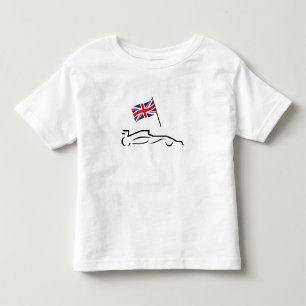 Tävling Car Line Teckning med British Flagga T Shirt