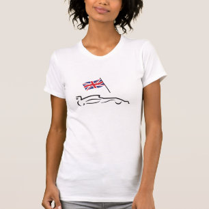 Tävling Car Line Teckning med British Flagga T Shirt