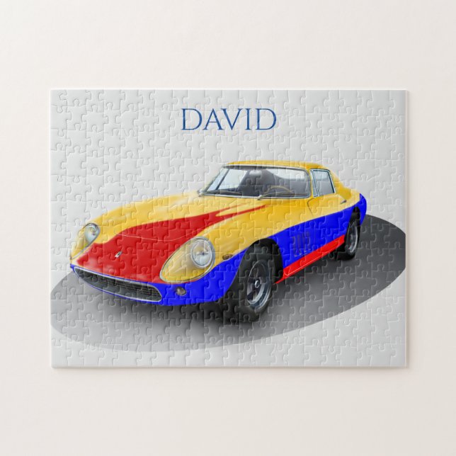TÄVLING CAR PUZZLE. Personlig namn. Pussel (Horisontell)