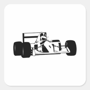 Tävling Car Silhouette svart och vit Fyrkantigt Klistermärke