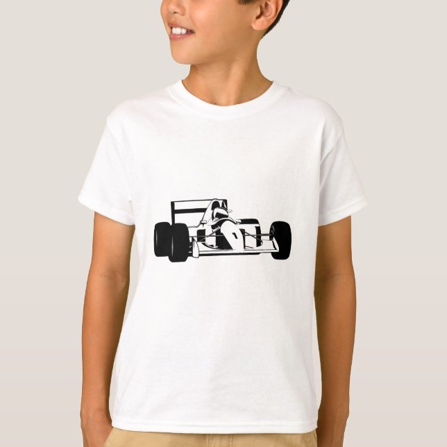 Tävling Car Silhouette svart och vit T Shirt (Framsida)