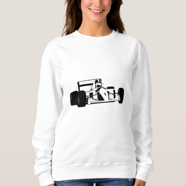 Tävling Car Silhouette svart och vit T Shirt (Framsida)