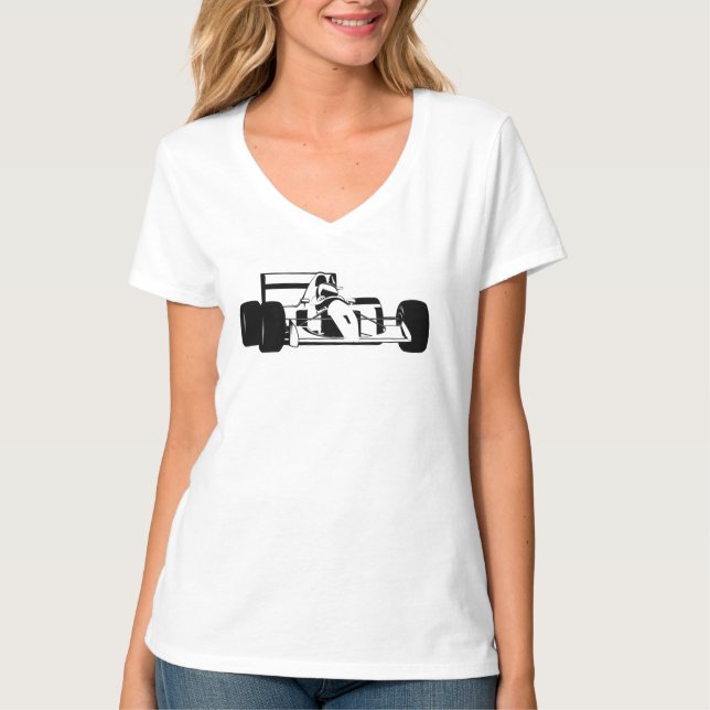 Tävling Car Silhouette svart och vit T Shirt (Framsida)