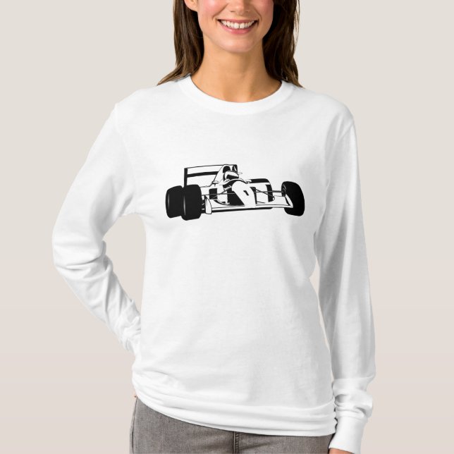Tävling Car Silhouette svart och vit T Shirt (Framsida)