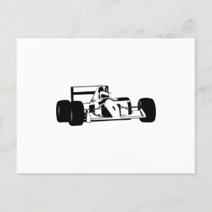 Tävling Car Silhouette svart och vit Vykort