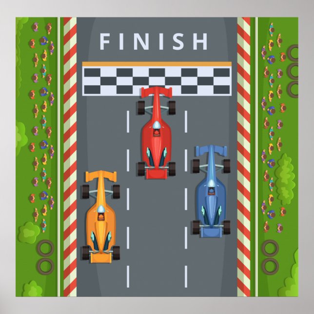 Tävling Cars Avslutar rad Poster (Framsidan)