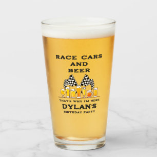 Tävling Cars & Beer Checkated Flagga Raceday Birth Glaskopp