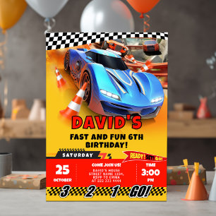 Tävling Cars Birthday och Coloring Inbjudningar