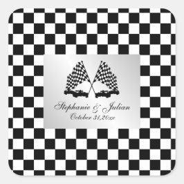 Tävling Cars Checker Flagga Fyrkantigt Klistermärke