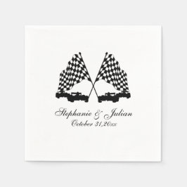 Tävling Cars Checker Flagga Pappersservett