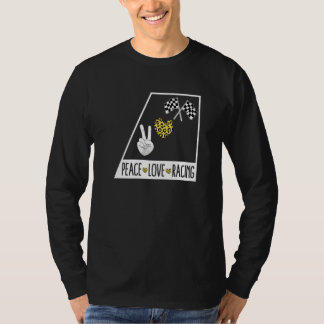 Tävling Fred Kärlek Racingbil Rutig Flagga Racing T Shirt