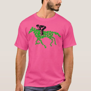 Tävling häst gjord av fyra löv Klöver med Jockey H T Shirt